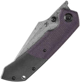 Kansept Knives Fenrir Linerlock - Purple Micarta Inlay Damascus Blade With Extended Tang by Kansept Knives