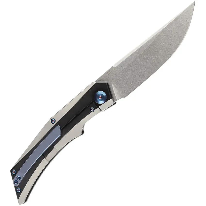 Kansept Knives Naska Framelock Black K1035A2 - S35VN Drop Point Blade With Anodized Titanium Handle by Kansept Knives