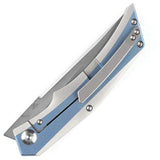 Kansept Knives Naska Framelock Blue K1035A3 - Blue Anodized Titanium Handle With CPM S35VN Drop Point Blade by Kansept Knives