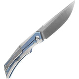 Kansept Knives Naska Framelock Blue K1035A3 - Blue Anodized Titanium Handle With CPM S35VN Drop Point Blade by Kansept Knives