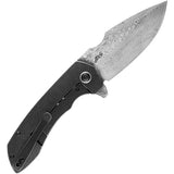 Kansept Knives Entity Framelock Damascus K1036A3 - Damascus Blade, Black Titanium Handle, Extended Tang by Kansept Knives