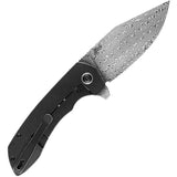 Kansept Knives Entity Framelock Damascus K1036B3 - Damascus Steel Blade With Black Titanium Handle by Kansept Knives