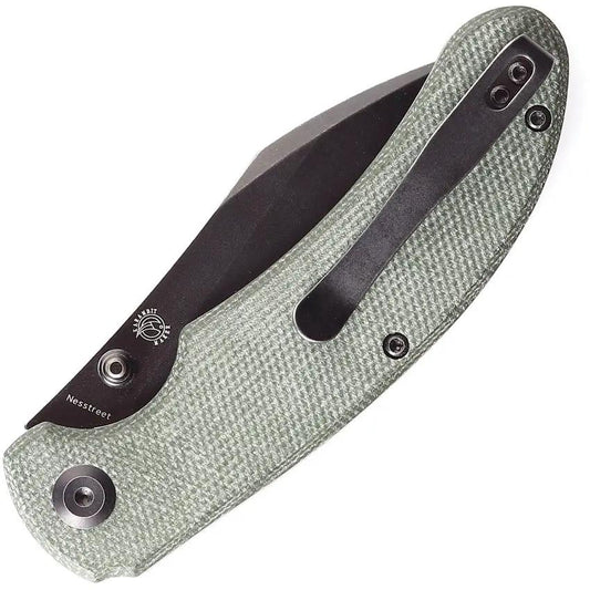 Kansept Knives Nesstreet Linerlock Green K1039A2 - CPM S35VN Stonewashed Blade And Green Canvas Micarta Handle by Kansept Knives