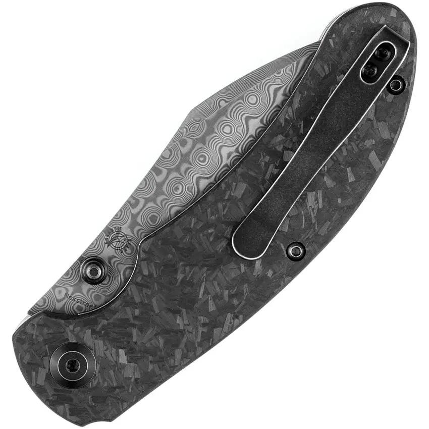 Kansept Knives Nesstreet Linerlock Damascus K1039D1 - Damascus Steel Blade With Shredded Carbon Fiber Handle by Kansept Knives