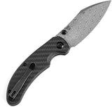 Kansept Knives Nesstreet Button Lock Damascus K1039F6 - Durable Damascus Blade With Twill Carbon Fiber Handle by Kansept Knives