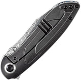 Kansept Knives Prometheus Framelock Damascus - Damascus Steel Sheepsfoot Blade With Blue White Carbon Fiber Handle by Kansept Knives
