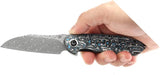 Kansept Knives Prometheus Framelock Damascus - Damascus Steel Sheepsfoot Blade With Blue White Carbon Fiber Handle by Kansept Knives