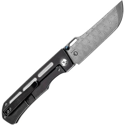 Kansept Knives Reedus Framelock Damascus Blade Blue Anodized Titanium Handle - Premium EDC Folder by Kansept Knives