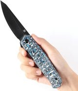 Kansept Knives Integra Framelock Blue And White Carbon Fiber Handle - S35VN Blade, 4.88in Closed by Kansept Knives