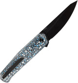 Kansept Knives Integra Framelock Blue And White Carbon Fiber Handle - S35VN Blade, 4.88in Closed by Kansept Knives