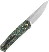 Kansept Knives Integra Framelock Green Yellow Carbon Fiber - S35VN Stonewashed Blade With Extended Tang by Kansept Knives