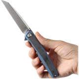 Kansept Knives Arcus Framelock - Blue Anodized Titanium Handle With S35VN Blade And Extended Tang by Kansept Knives