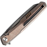 Kansept Knives Arcus Framelock Damascus K1046D1 - Damascus Steel Blade With Gray Titanium Handle And Micarta Inlay by Kansept Knives