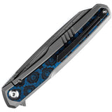 Kansept Knives Arcus Framelock Damascus K1046D2 - Damascus Blade With Gray Titanium Handle And Blue Rose Carbon Fiber by Kansept Knives