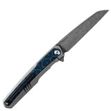Kansept Knives Arcus Framelock Damascus K1046D2 - Damascus Blade With Gray Titanium Handle And Blue Rose Carbon Fiber by Kansept Knives