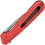 Kansept Knives Qilin Linerlock - Red Damascus Blade, G10 Handle, Extended Tang for Everyday Carry by Kansept Knives