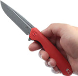 Kansept Knives Qilin Linerlock - Red Damascus Blade, G10 Handle, Extended Tang for Everyday Carry by Kansept Knives