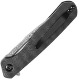 Kansept Knives Qilin Linerlock - Damascus Drop Point Blade With Black Rose Carbon Fiber Handle And Extended Tang by Kansept Knives