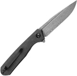 Kansept Knives Qilin Linerlock - Damascus Drop Point Blade With Black Rose Carbon Fiber Handle And Extended Tang by Kansept Knives