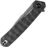 Kansept Knives Qilin Linerlock - Damascus Drop Point Blade With Black Rose Carbon Fiber Handle And Extended Tang by Kansept Knives