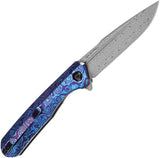 Kansept Knives Qilin Linerlock Dama Timascus Damascus Blade Timascus Handle With Extended Tang by Kansept Knives