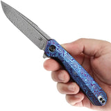 Kansept Knives Qilin Linerlock Dama Timascus Damascus Blade Timascus Handle With Extended Tang by Kansept Knives