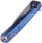 Kansept Knives Qilin Linerlock Dama Timascus Damascus Blade Timascus Handle With Extended Tang by Kansept Knives