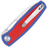 Kansept Knives Mato Linerlock - S35VN Blade, Blue and Red G10 Handle, Thumb Pull, Pocket Clip by Kansept Knives