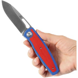 Kansept Knives Mato Linerlock - S35VN Blade, Blue and Red G10 Handle, Thumb Pull, Pocket Clip by Kansept Knives