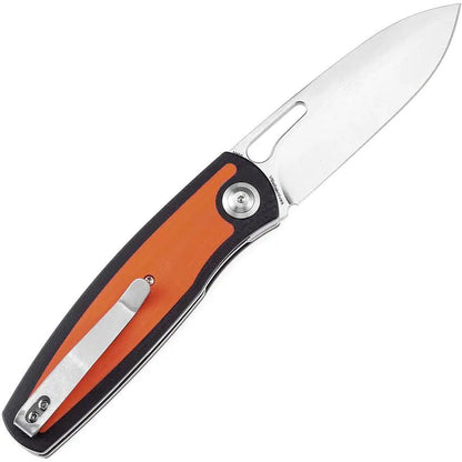 Kansept Knives Mato Linerlock - S35VN Steel Spear Point Blade Black Orange G10 Handle Pocket Clip by Kansept Knives