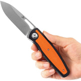 Kansept Knives Mato Linerlock - S35VN Steel Spear Point Blade Black Orange G10 Handle Pocket Clip by Kansept Knives