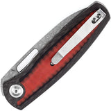 Kansept Knives Mato Linerlock CF Red Damascus - Damascus Point Blade, Carbon Fiber And Red G10 Handle by Kansept Knives