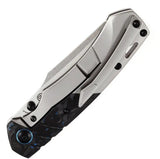 Kansept Knives Weim Framelock Blue CF - S35VN Stonewashed Sheepsfoot Blade With Titanium Gray Handle by Kansept Knives