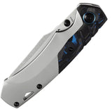 Kansept Knives Weim Framelock Blue CF - S35VN Stonewashed Sheepsfoot Blade With Titanium Gray Handle by Kansept Knives