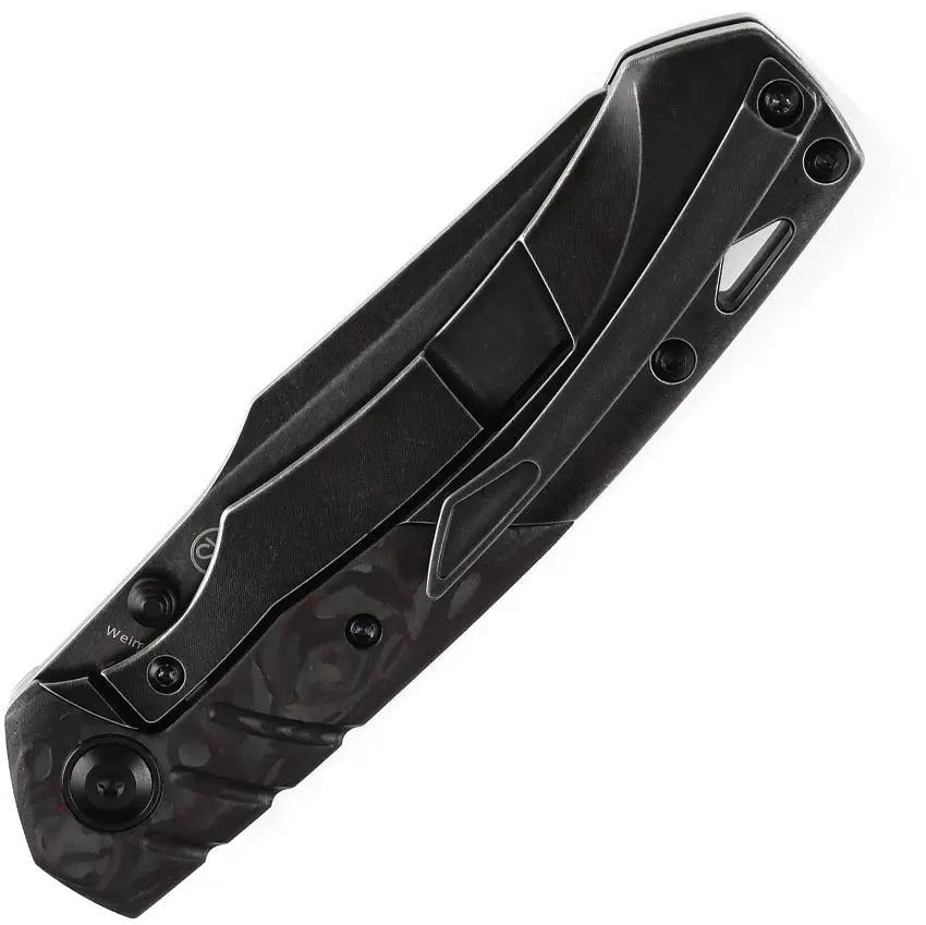 Kansept Knives Weim Framelock - Black Red Carbon Fiber Inlay Titanium Handle CPM S35VN Sheepsfoot Blade by Kansept Knives