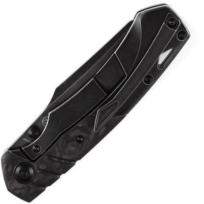 Kansept Knives Weim Framelock - Black Red Carbon Fiber Inlay Titanium Handle CPM S35VN Sheepsfoot Blade by Kansept Knives