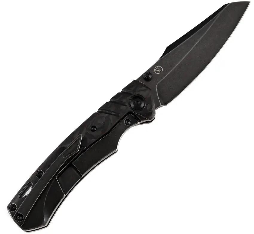 Kansept Knives Weim Framelock - Black Red Carbon Fiber Inlay Titanium Handle CPM S35VN Sheepsfoot Blade by Kansept Knives