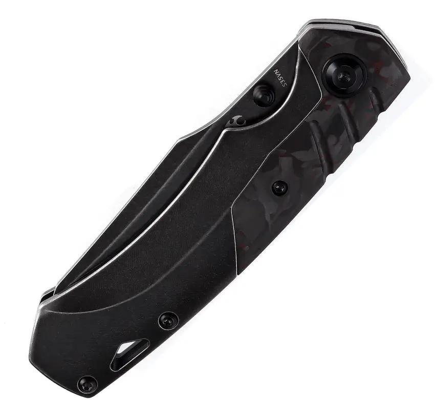 Kansept Knives Weim Framelock - Black Red Carbon Fiber Inlay Titanium Handle CPM S35VN Sheepsfoot Blade by Kansept Knives