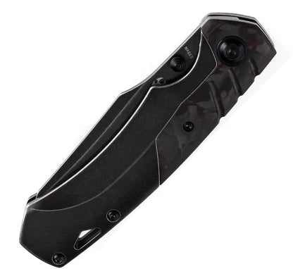 Kansept Knives Weim Framelock - Black Red Carbon Fiber Inlay Titanium Handle CPM S35VN Sheepsfoot Blade by Kansept Knives