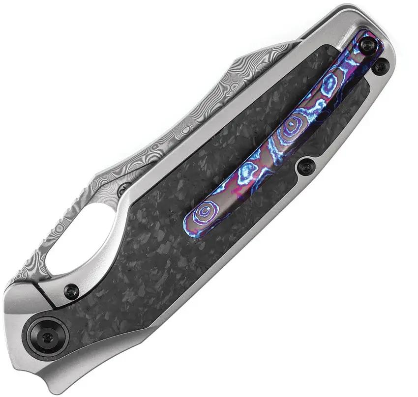 Kansept Knives Tuckamore Framelock Dam K1052A5 - Damascus Blade With Gray Titanium Handle And Timascus Pocket Clip by Kansept Knives