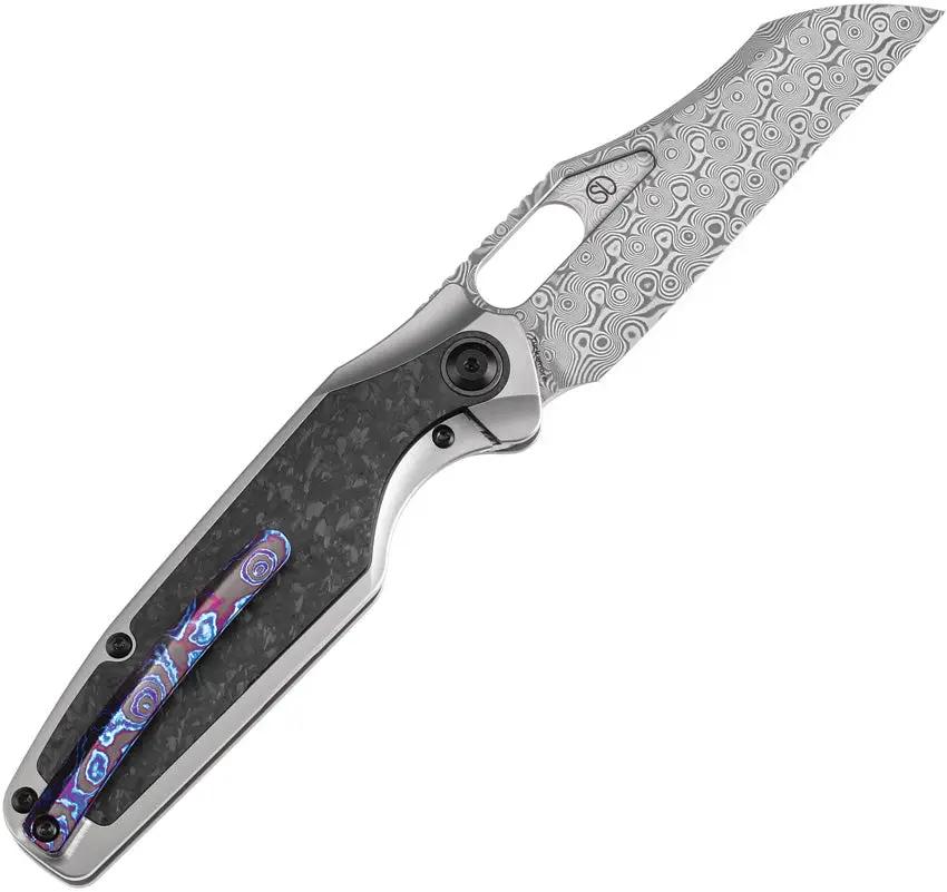 Kansept Knives Tuckamore Framelock Dam K1052A5 - Damascus Blade With Gray Titanium Handle And Timascus Pocket Clip by Kansept Knives