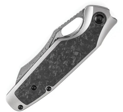 Kansept Knives Tuckamore Framelock Dam K1052A5 - Damascus Blade With Gray Titanium Handle And Timascus Pocket Clip by Kansept Knives