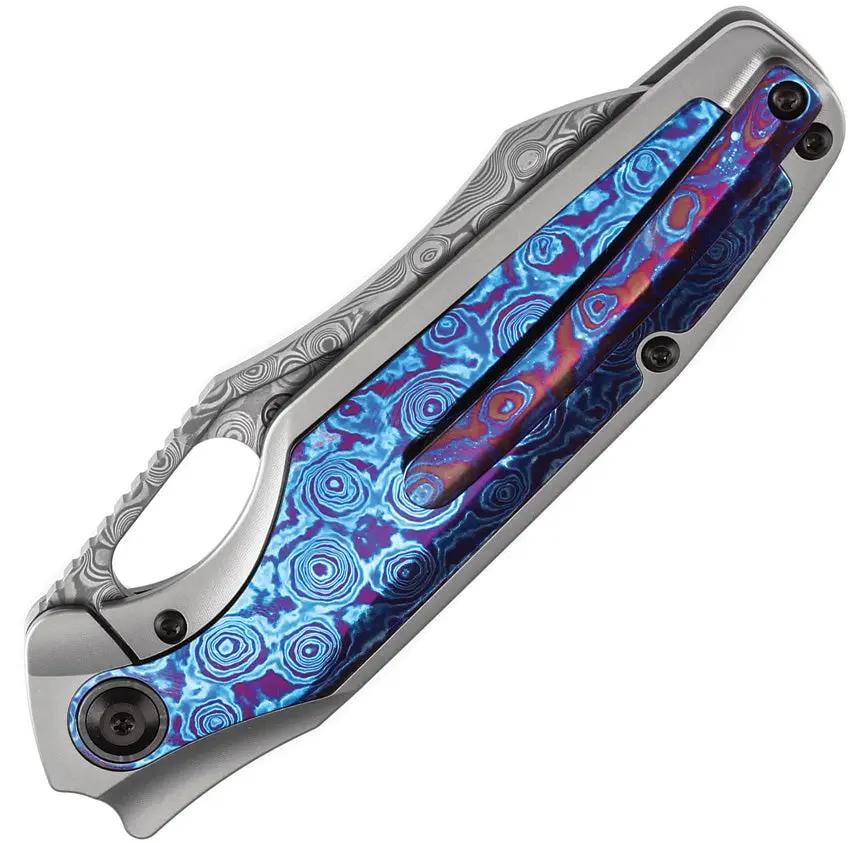 Kansept Knives Tuckamore Framelock Timas K1052A7 - Damascus Blade, Timascus Inlay, Titanium Gray Handle by Kansept Knives