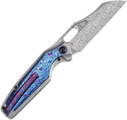 Kansept Knives Tuckamore Framelock Timas K1052A7 - Damascus Blade, Timascus Inlay, Titanium Gray Handle by Kansept Knives