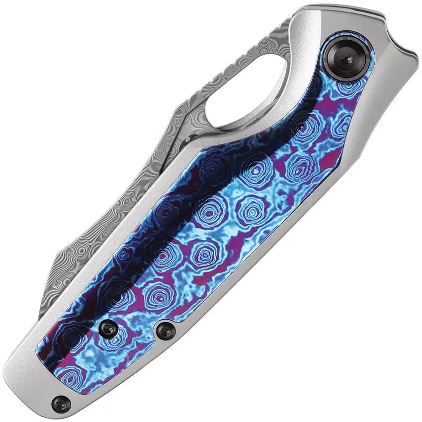 Kansept Knives Tuckamore Framelock Timas K1052A7 - Damascus Blade, Timascus Inlay, Titanium Gray Handle by Kansept Knives
