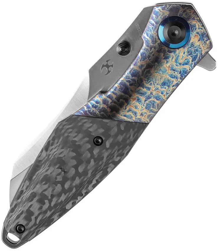 Kansept Knives Mistaken Framelock Lightning K1053A4 - Lightning Strike Titanium Handle With Twill Carbon Fiber Inlay by Kansept Knives