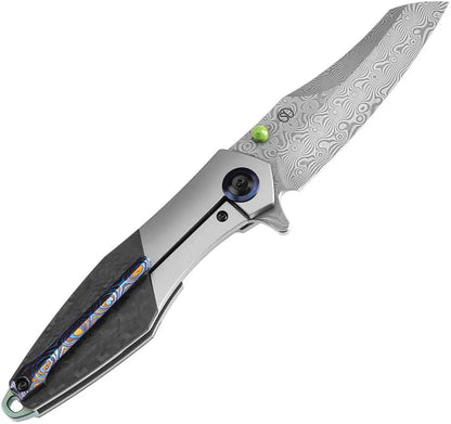 Kansept Knives Mistaken Framelock Damas K1053D1 - Damascus Blade With Timascus Pocket Clip by Kansept Knives