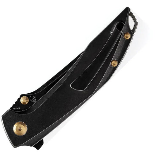 Kansept Knives Baku Linerlock - Black Stonewashed Titanium Handle With Copper Carbon Fiber Inlay S35VN Blade by Kansept Knives