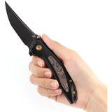Kansept Knives Baku Linerlock - Black Stonewashed Titanium Handle With Copper Carbon Fiber Inlay S35VN Blade by Kansept Knives