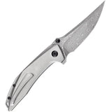 Kansept Knives Baku Linerlock - Damascus Blade With Gray Titanium Handle And Blue G10 Inlay by Kansept Knives